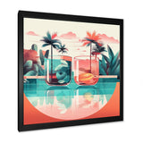 Orange Green Tropical Drinks In Paradise - Flamingo Bedroom Wall Art