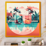 Orange Green Tropical Drinks In Paradise - Flamingo Bedroom Wall Art