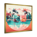 Orange Green Tropical Drinks In Paradise - Flamingo Bedroom Wall Art