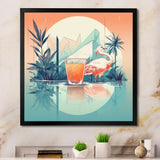 Orange Green Flamingo With A Drink - Flamingo Canvas Wall Art