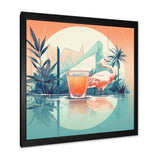Orange Green Flamingo With A Drink - Flamingo Canvas Wall Art