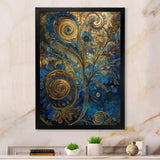 Blue And Gold Melodies Of Boho II - Geometric Canvas Wall Art