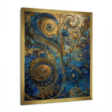 Blue And Gold Melodies Of Boho II - Geometric Canvas Wall Art