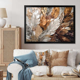 Gold Feather Extravaganza IV - Floral Canvas Wall Art