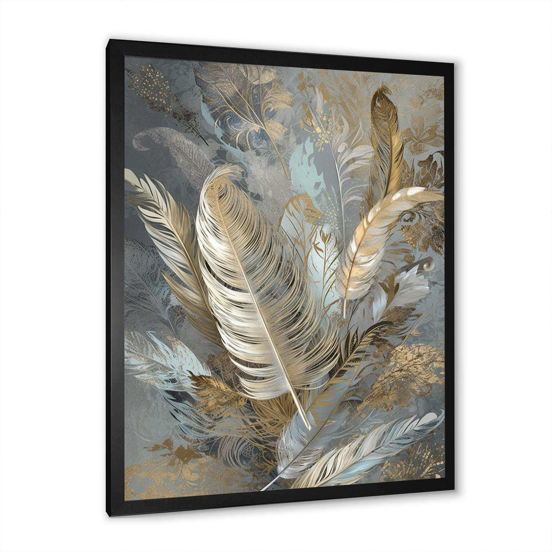 Gold Feather Extravaganza V - Floral Canvas Wall Art