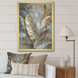 Gold Feather Extravaganza V - Floral Canvas Wall Art