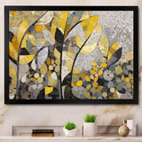 Yellow And Grey Patterns In Artistic Fusion - Geometric Canvas Wall Art