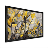 Yellow And Grey Patterns In Artistic Fusion - Geometric Canvas Wall Art