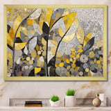 Yellow And Grey Patterns In Artistic Fusion - Geometric Canvas Wall Art