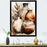 Brown And Cream Earthen Elegant Vase I - Geometric Canvas Wall Art