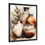 Brown And Cream Earthen Elegant Vase I - Geometric Canvas Wall Art