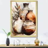 Brown And Cream Earthen Elegant Vase I - Geometric Canvas Wall Art