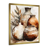 Brown And Cream Earthen Elegant Vase I - Geometric Canvas Wall Art