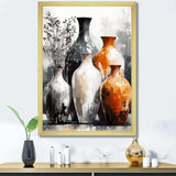 Brown And Grey Earthen Elegant Vase - Geometric Canvas Wall Art