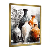 Brown And Grey Earthen Elegant Vase - Geometric Canvas Wall Art