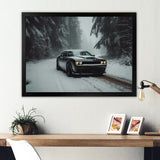 Black And White Dynamic Muscle Car - Cars American Muscle Canvas Wall Art