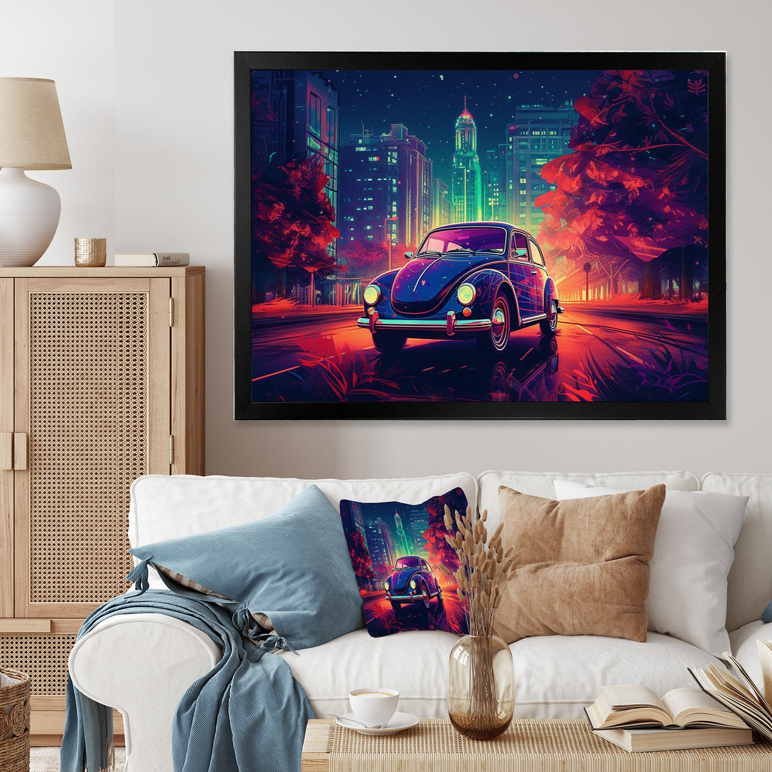 Purple And Red Muscle Car Melodies - Cars American Muscle Canvas Wall Art