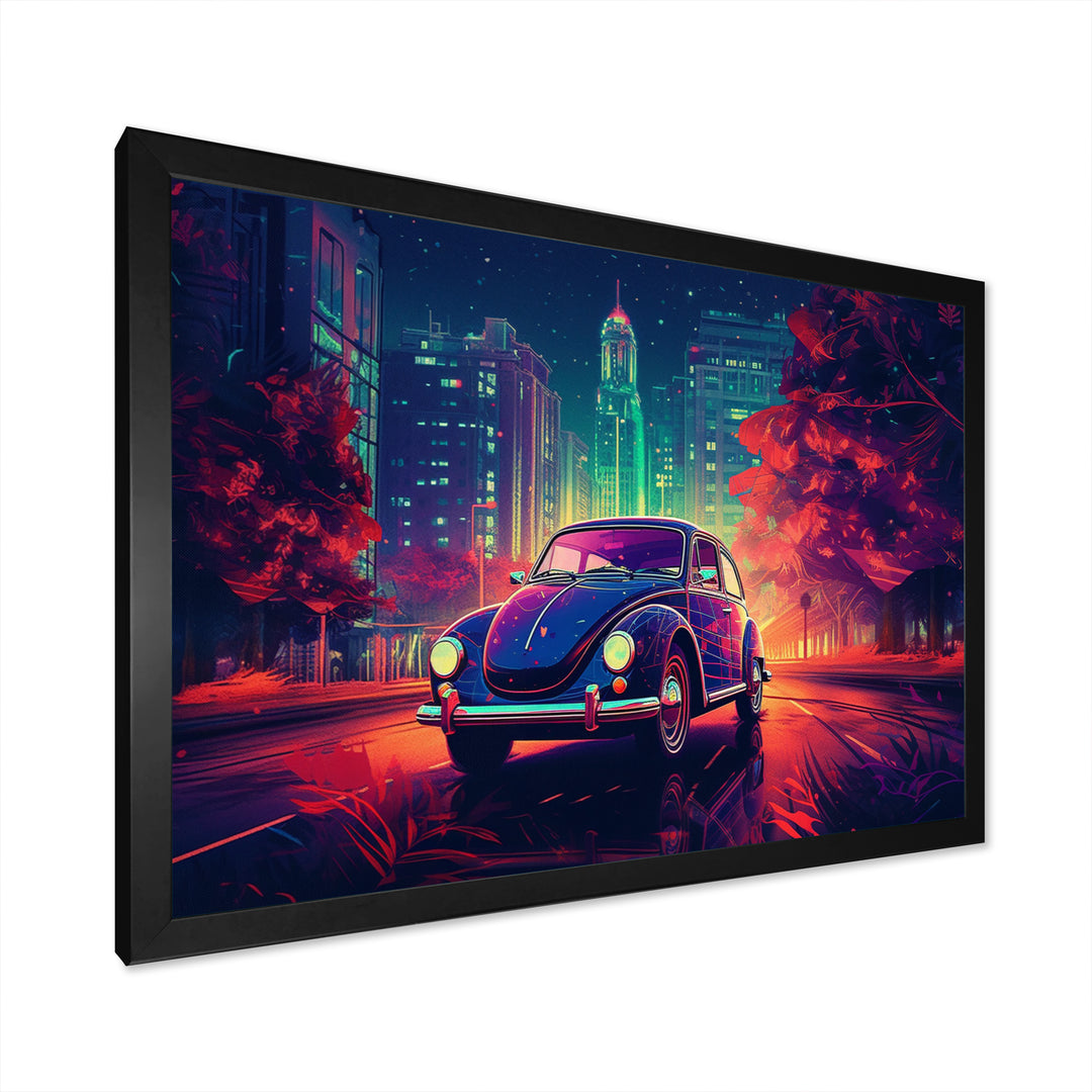 Purple And Red Muscle Car Melodies - Cars American Muscle Canvas Wall Art