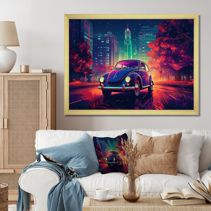 Purple And Red Muscle Car Melodies - Cars American Muscle Canvas Wall Art
