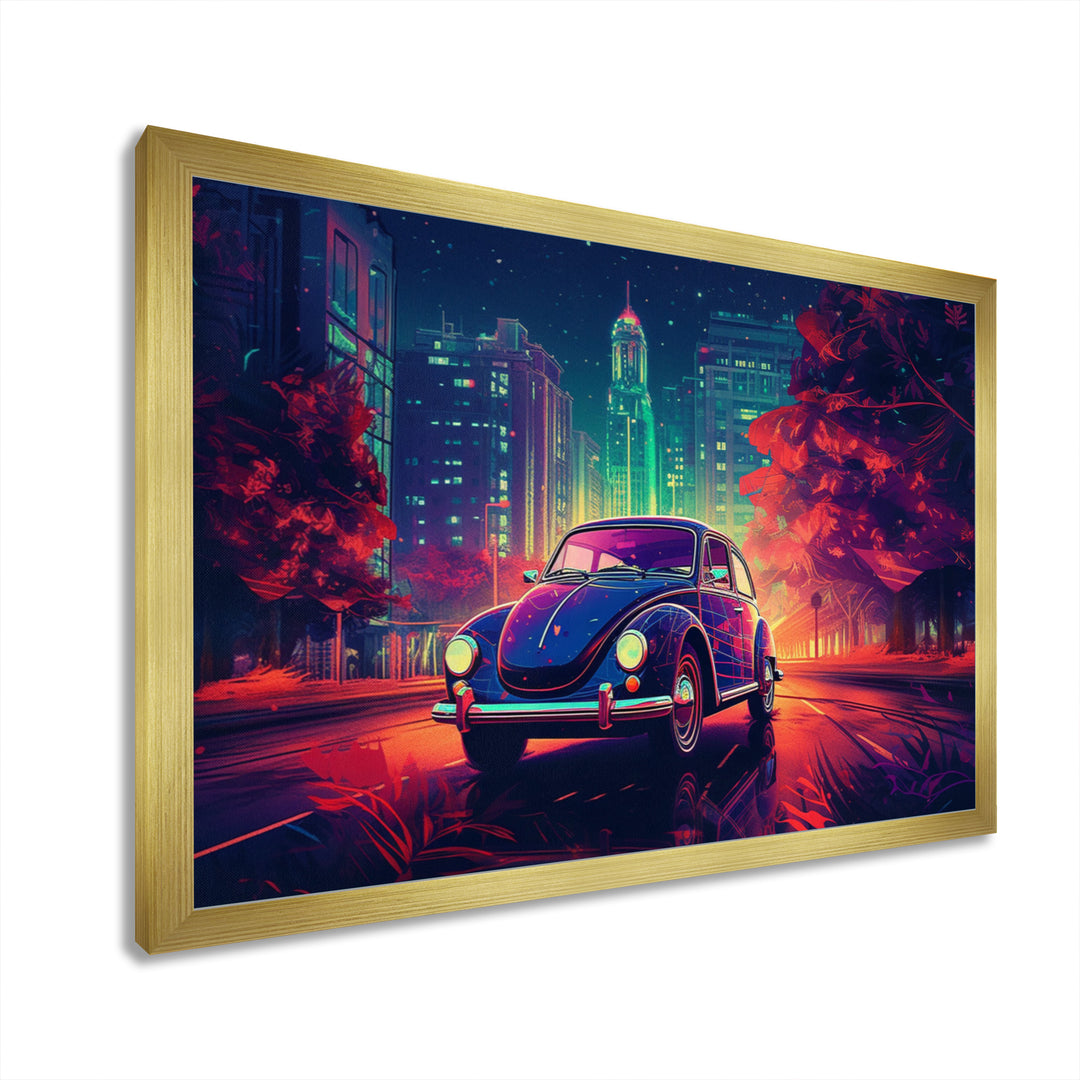 Purple And Red Muscle Car Melodies - Cars American Muscle Canvas Wall Art