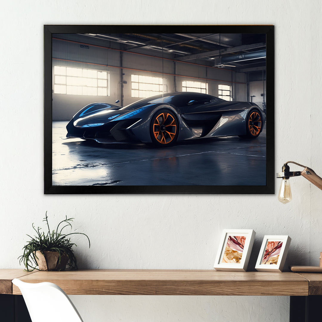 Grey And Orange Rhythms Of Horsepower - Cars American Muscle Canvas Wall Art
