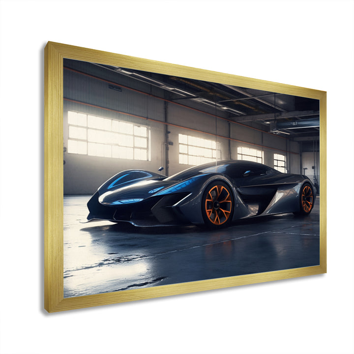 Grey And Orange Rhythms Of Horsepower - Cars American Muscle Canvas Wall Art
