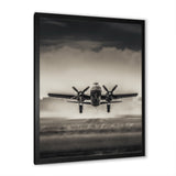 Grey And Airplane Landing - Plane Canvas Wall Art