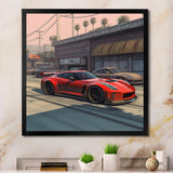 Red And Black Muscle Car Elegance - Cars American Muscle Canvas Wall Art