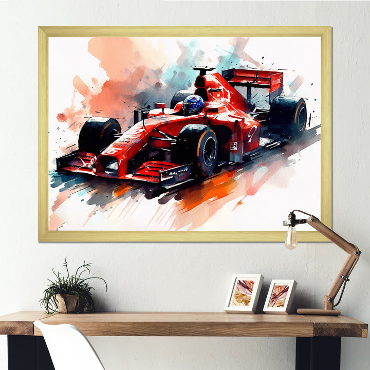 Red And Cream Formula Fury - Cars Race Car Formula 1 Canvas Wall Art