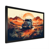 Orange And Blue Dusty Truck 53ft - Truck Trailer Canvas Wall Art