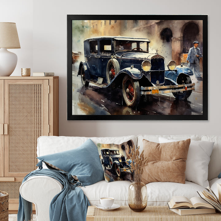 Blue And Brown Iconic Cars - Cars Retro Canvas Wall Art