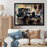 Blue And Brown Iconic Cars - Cars Retro Canvas Wall Art