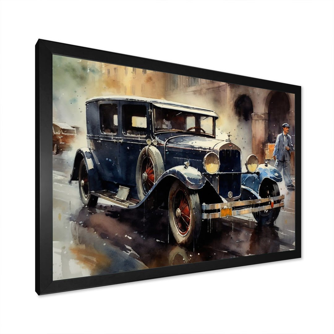 Blue And Brown Iconic Cars - Cars Retro Canvas Wall Art