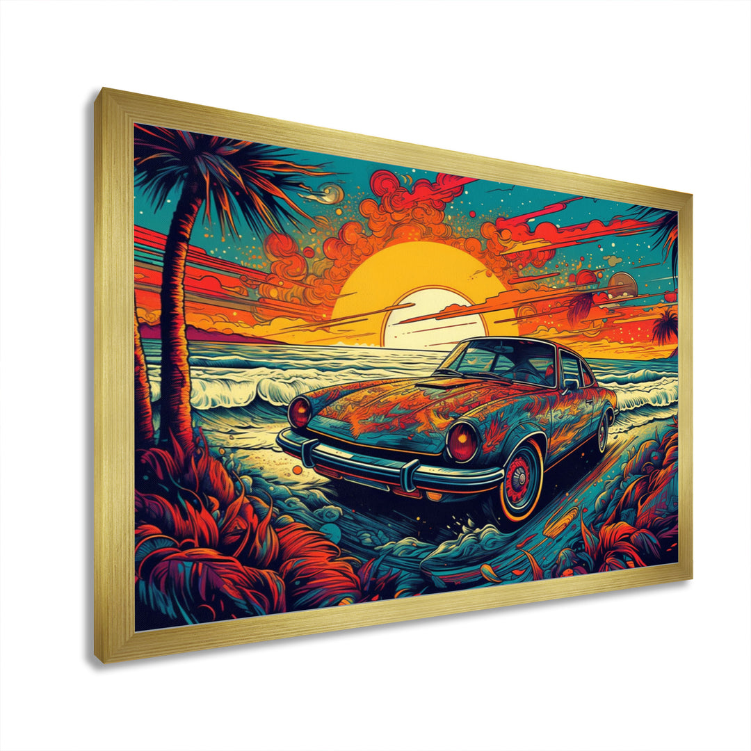 Orange And Blue The Art Of Muscle - Cars American Muscle Canvas Wall Art