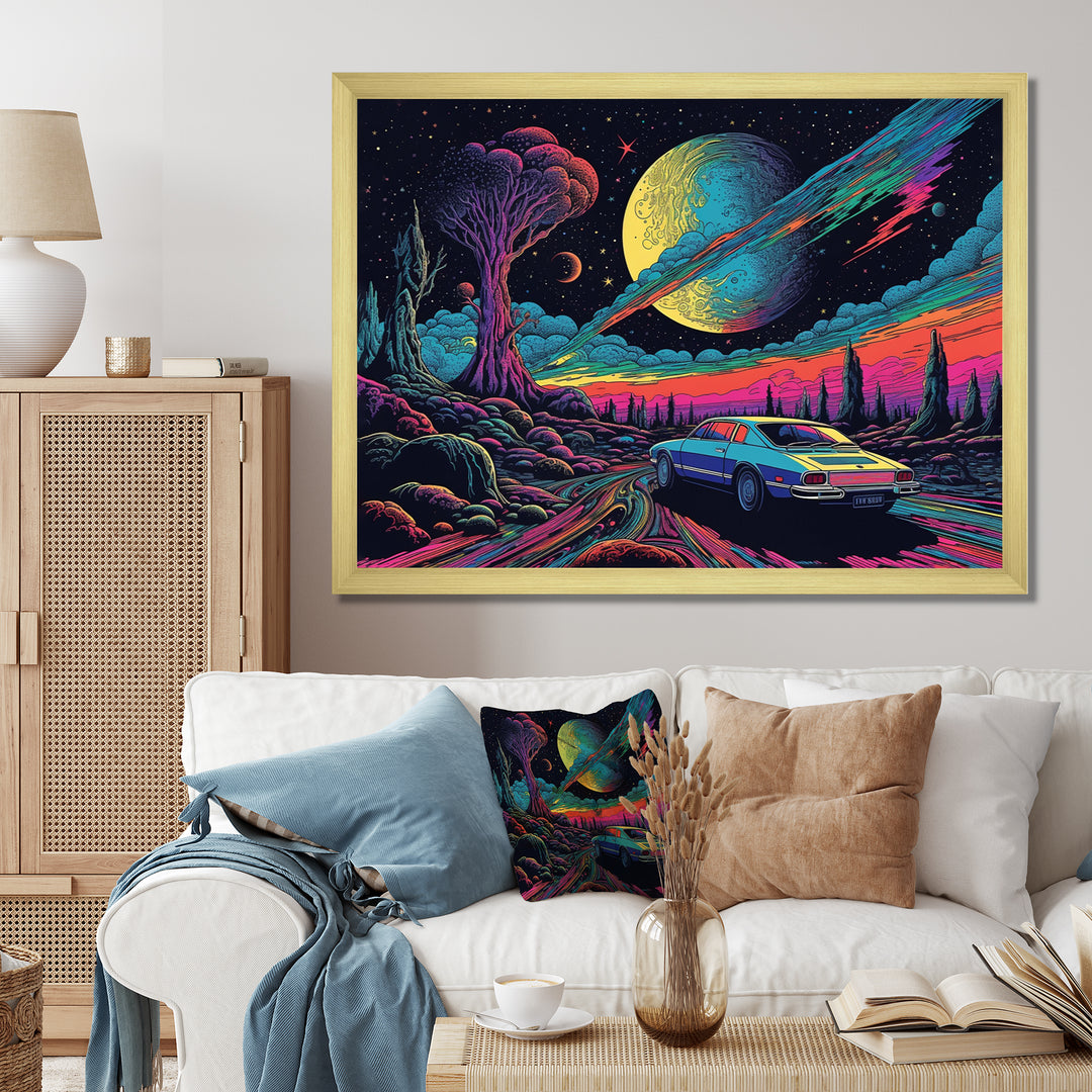 Blue And Purple The Art Of Muscle - Cars American Muscle Canvas Wall Art