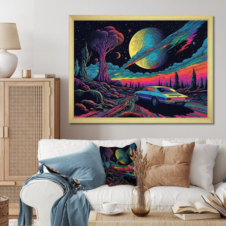 Blue And Purple The Art Of Muscle - Cars American Muscle Canvas Wall Art