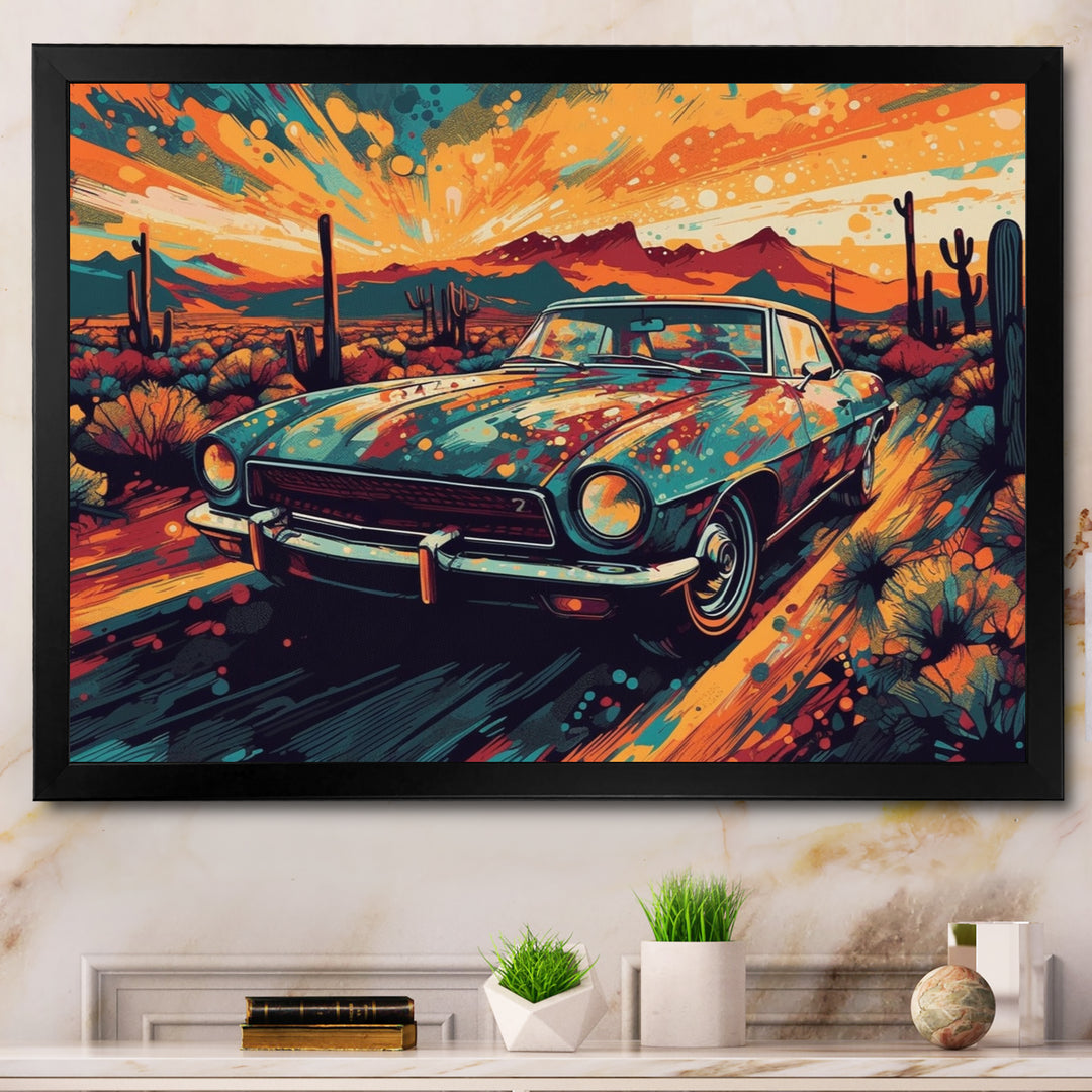 Green And Yellow Muscle Car Melodies - Cars Off-Road Canvas Wall Art