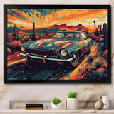 Green And Yellow Muscle Car Melodies - Cars Off-Road Canvas Wall Art