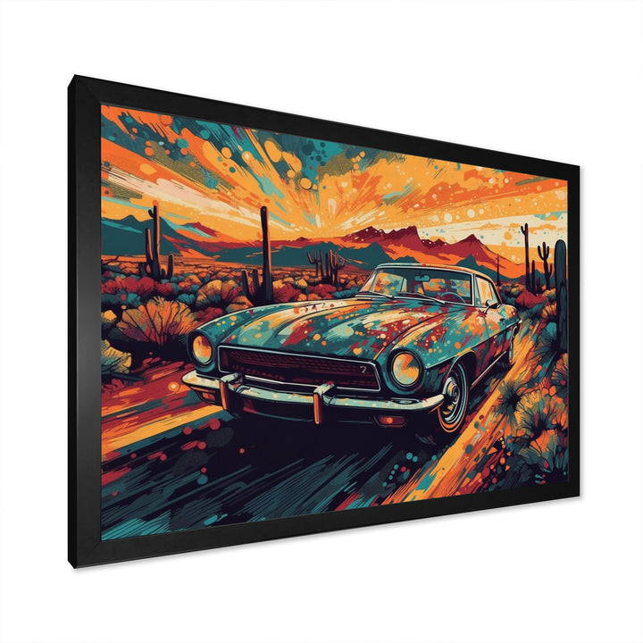 Green And Yellow Muscle Car Melodies - Cars Off-Road Canvas Wall Art