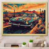 Green And Yellow Muscle Car Melodies - Cars Off-Road Canvas Wall Art