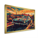 Green And Yellow Muscle Car Melodies - Cars Off-Road Canvas Wall Art