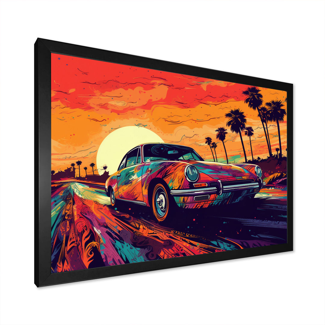 Black And Purple Muscle Car Melodies - Cars Off-Road Canvas Wall Art