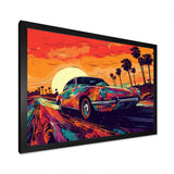 Black And Purple Muscle Car Melodies - Cars Off-Road Canvas Wall Art