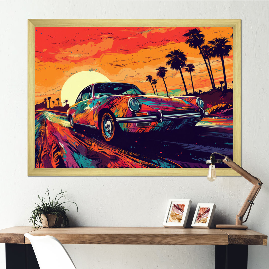 Black And Purple Muscle Car Melodies - Cars Off-Road Canvas Wall Art