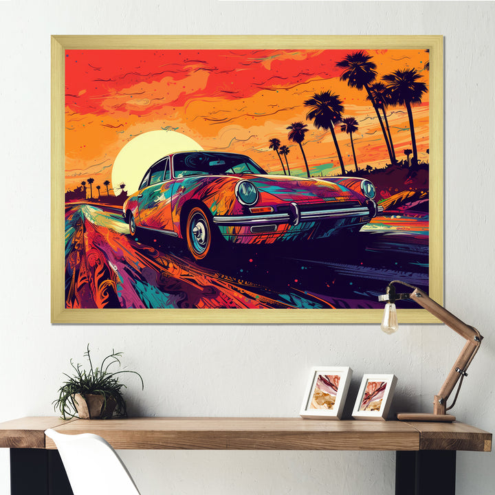 Black And Purple Muscle Car Melodies - Cars Off-Road Canvas Wall Art