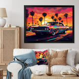 Pink And Black Muscle Car Melodies - Cars Off-Road Canvas Wall Art