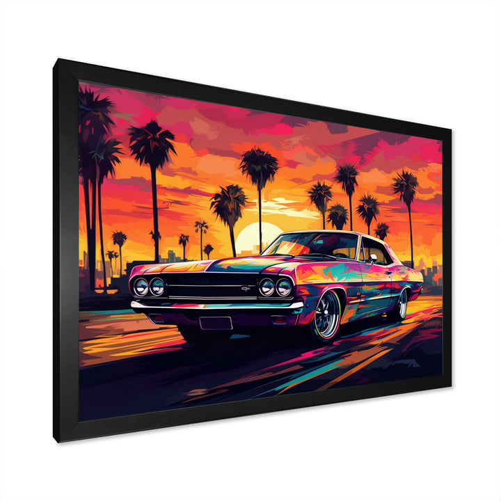 Pink And Black Muscle Car Melodies - Cars Off-Road Canvas Wall Art