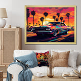 Pink And Black Muscle Car Melodies - Cars Off-Road Canvas Wall Art