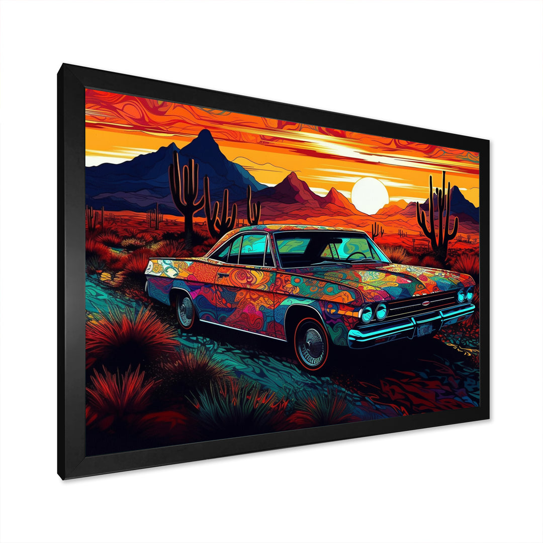 Orange And Yellow Muscle Car Melodies - Cars Off-Road Canvas Wall Art