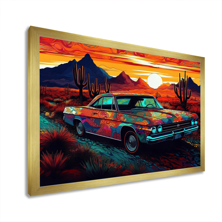 Orange And Yellow Muscle Car Melodies - Cars Off-Road Canvas Wall Art